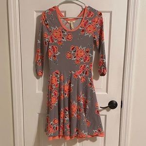 Matilda Jane Grey & Peach Floral Skater Dress XS